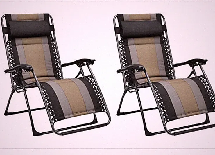 2 Pack Outdoor Adjustable Zero Gravity Folding Reclining LoungE Chair W Pillow