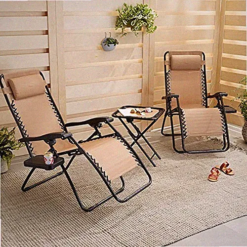 Amazon Basics Zero Gravity Outdoor Folding Reclining Lounge Chair w/Table-2 Pack