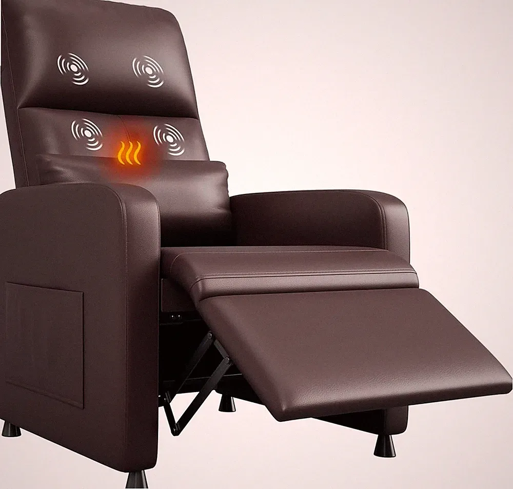 PU Leather Power Recliner with Adjustable Back & Footrest, USB Port & Pockets